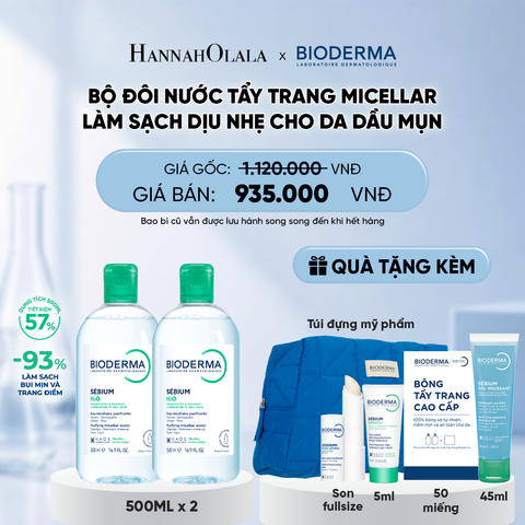  BỘ ĐÔI NƯỚC TẨY TRANG CÔNG NGHỆ MICELLAR LÀM SẠCH CHO DA DẦU,MỤN 