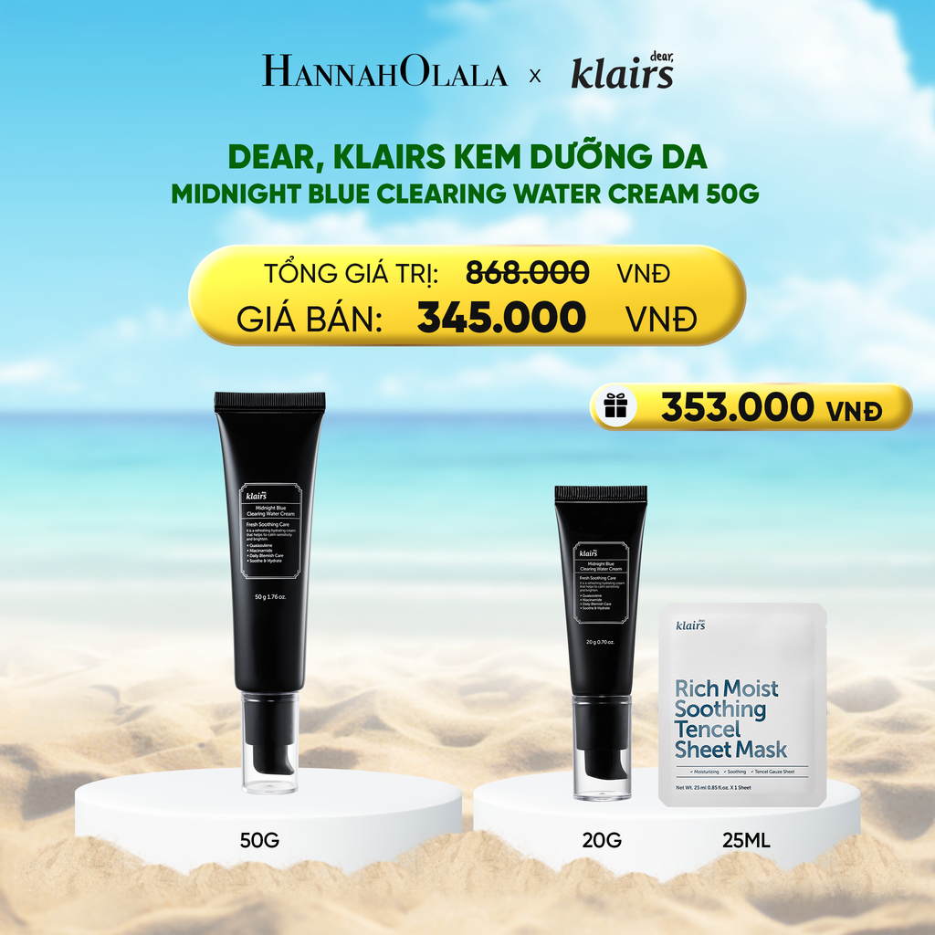  DEAR, KLAIRS KEM DƯỠNG DA MIDNIGHT BLUE CLEARING WATER CREAM 50G 