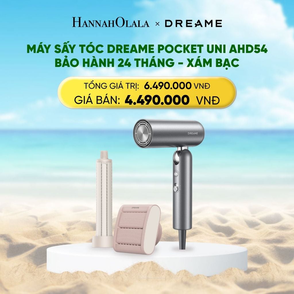  DEAL 4: DREAME POCKET UNI AHD54 MÁY SẤY TÓC ION ÂM TƯƠNG THÍCH ĐIỆN ÁP TOÀN CẦU GẤP GỌN TÍCH HỢP TẠO KIỂU TÓC - BH 24 THÁNG 
