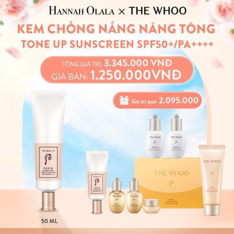  A923_DEAL05: KEM CHỐNG NẮNG NÂNG TÔNG WHOO SEOL RADIANT WHITE TONE UP SUNSCREEN SPF50+/PA++++ 50ML 