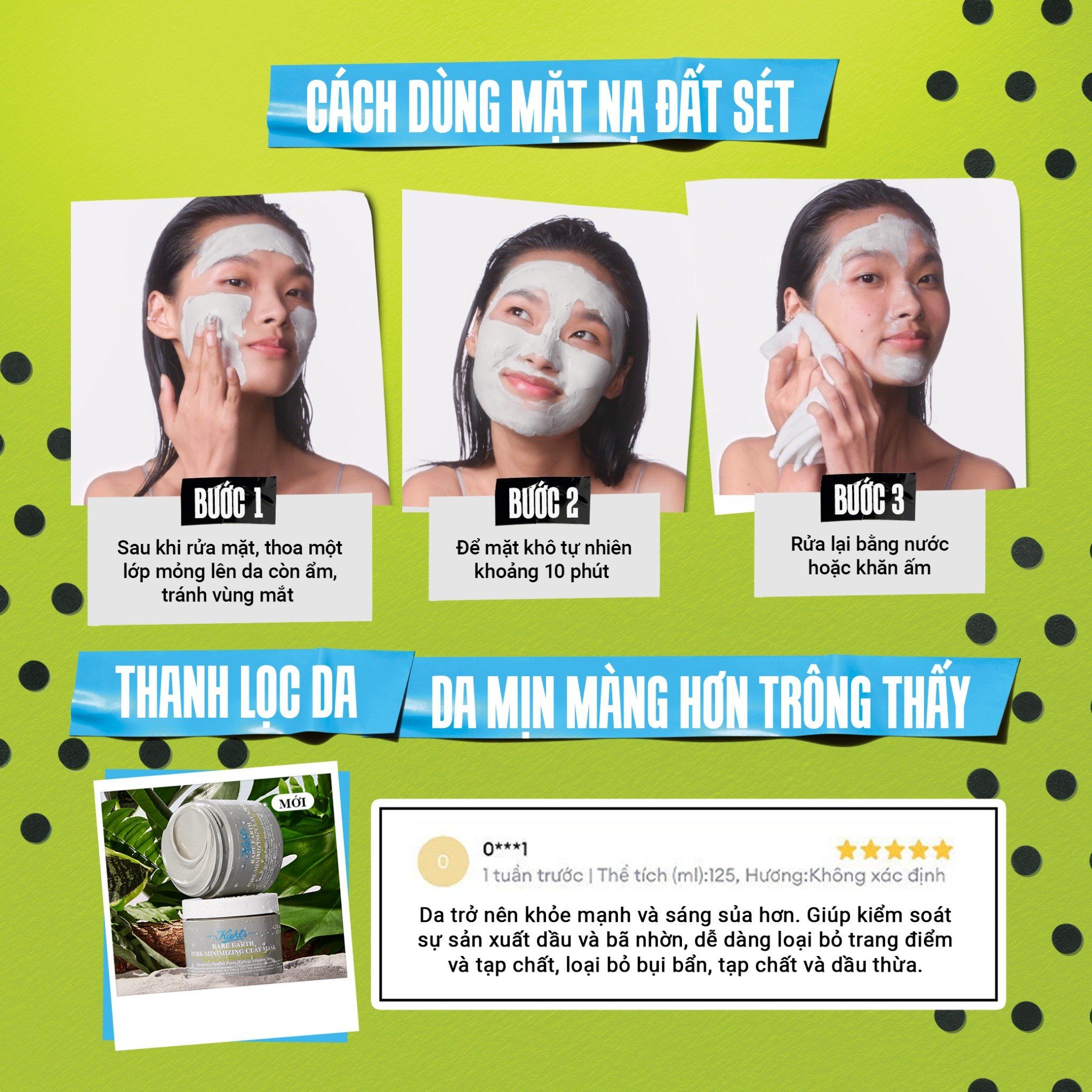  DEAL 3A: [ MỚI ] MẶT NẠ ĐẤT SÉT KIEHL'S RARE EARTH DEEP PORE CLEANSING MASQUE 125ML 