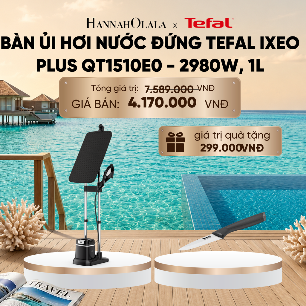  BÀN ỦI HƠI NƯỚC ĐỨNG TEFAL IXEO PLUS QT1510E0 - 2980W, 1L_ D746 