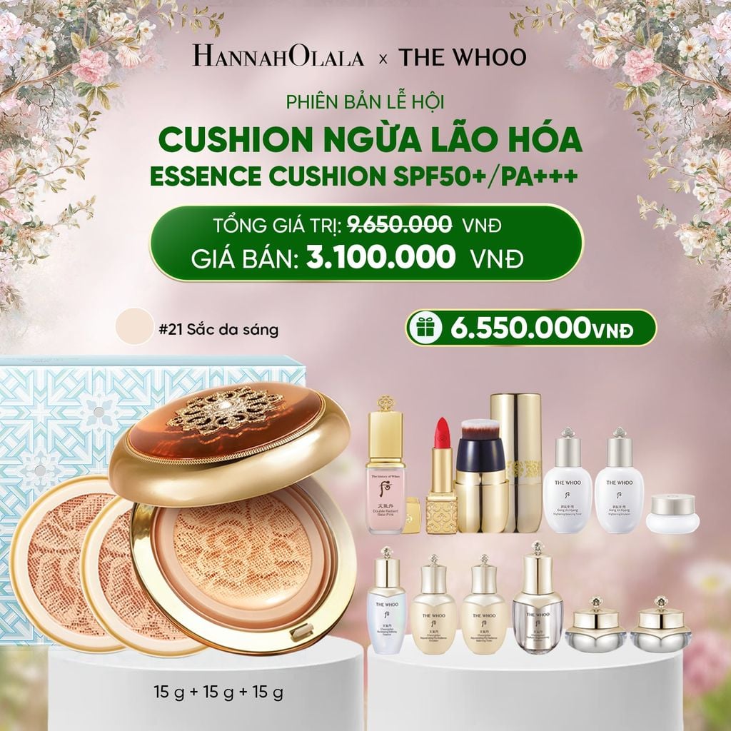  DEAL 06: PHIÊN BẢN LỄ HỘI - CUSHION NGỪA LÃO HÓA WHOO CHEONGIDAN ESSENCE CUSHION SPF50+/PA+++ - MÀU 21 