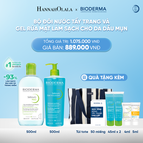  DEAL 6: BỘ ĐÔI NƯỚC TẨY TRANG MICELLAR VÀ GEL RỬA MẶT LÀM SẠCH TOÀN DIỆN CHO DA DẦU,MỤN 