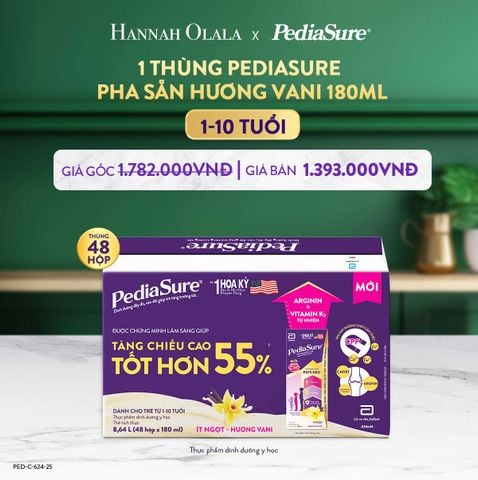  [FLASH DEAL] DEAL 5.1: 1 THÙNG PEDIASURE PHA SẴN HƯƠNG VANI 180ML 