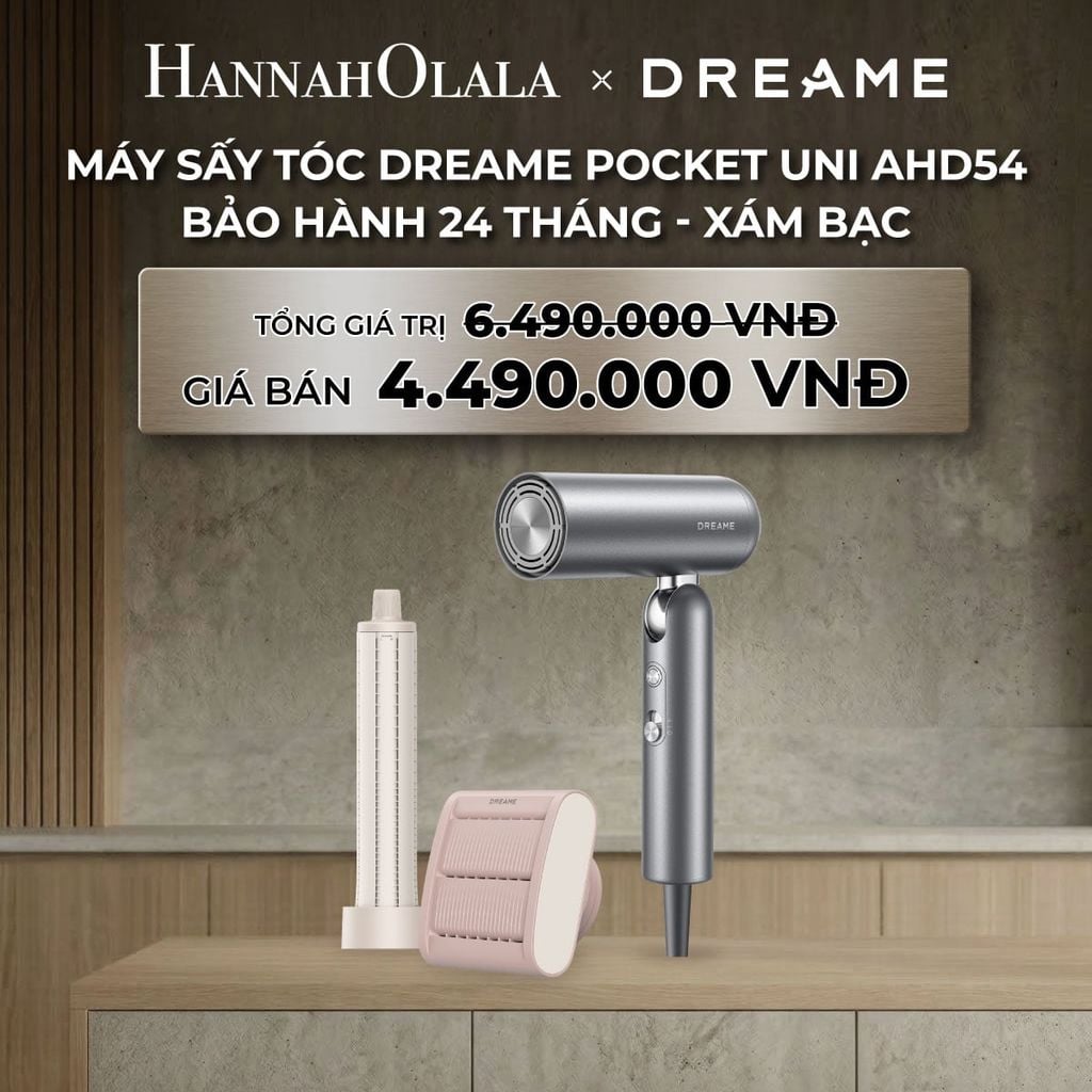  DEAL 4: DREAME POCKET UNI AHD54 MÁY SẤY TÓC ION ÂM TƯƠNG THÍCH ĐIỆN ÁP TOÀN CẦU GẤP GỌN TÍCH HỢP TẠO KIỂU TÓC - BH 24 THÁNG 