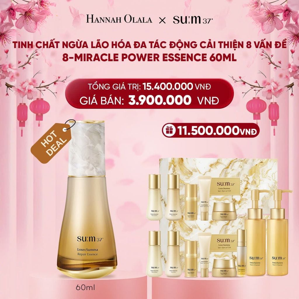  DEAL 5: HOT DEAL - TINH CHẤT NGỪA LÃO HÓA ĐA TÁC ĐỘNG CẢI THIỆN 8 VẤN ĐỀ SU:M37 8-MIRACLE POWER ESSENCE 60ML 