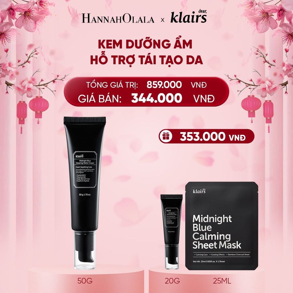  DEAL 5 : DEAR, KLAIRS KEM DƯỠNG DA MIDNIGHT BLUE CLEARING WATER CREAM 50G 