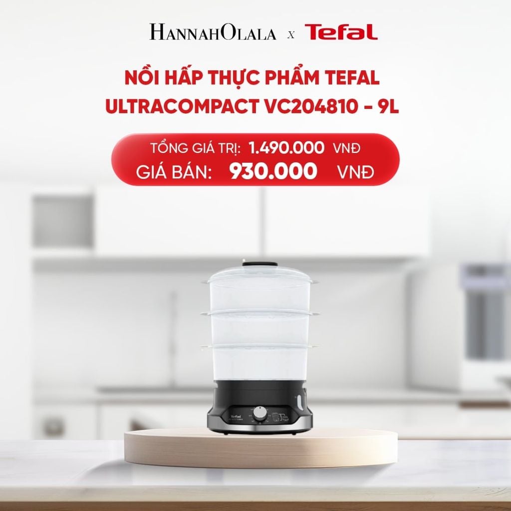  B221_DEAL 17: NỒI HẤP THỰC PHẨM TEFAL ULTRACOMPACT VC204810 - 9L 