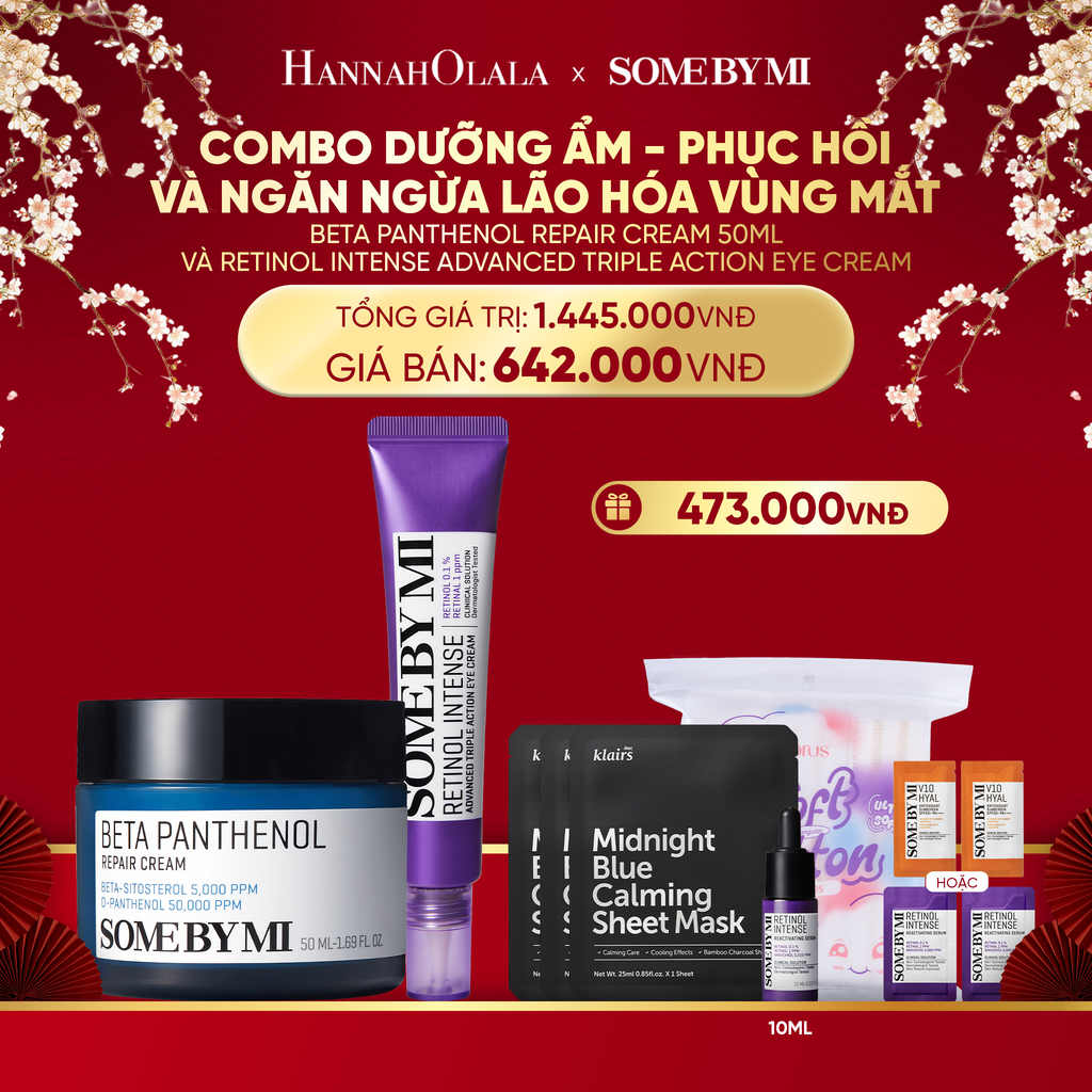  DEAL 5: COMBO DƯỠNG ẨM - PHỤC HỒI - NGĂN NGỪA LÃO HÓA VÙNG MẮT (KEM DƯỠNG + KEM MẮT RETINOL) 