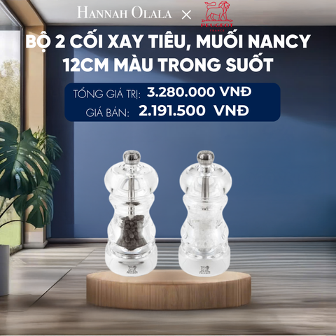  BỘ 2 CỐI XAY TIÊU, MUỐI NANCY 12CM
MÀU TRONG SUỐT 