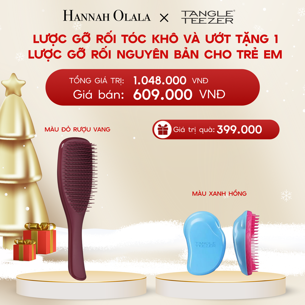  DEAL 5: MUA 1 LƯỢC GỠ RỐI TÓC KHÔ VÀ ƯỚT MÀU ĐỎ RƯỢU VANG TẶNG 1 LƯỢC GỠ RỐI TÓC ƯỚT NGUYÊN BẢN MINI MÀU XANH HỒNG 