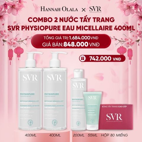  DEAL 05: COMBO 2 NƯỚC TẨY TRANG CHO DA NHẠY CẢM SVR PHYSIOPURE EAU MICELLAIRE 400ML 