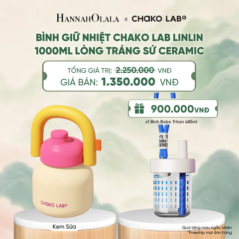  BÌNH GIỮ NHIỆT CHAKO LAB LINLIN 1000ML LÒNG TRÁNG SỨ CERAMIC - A4003 