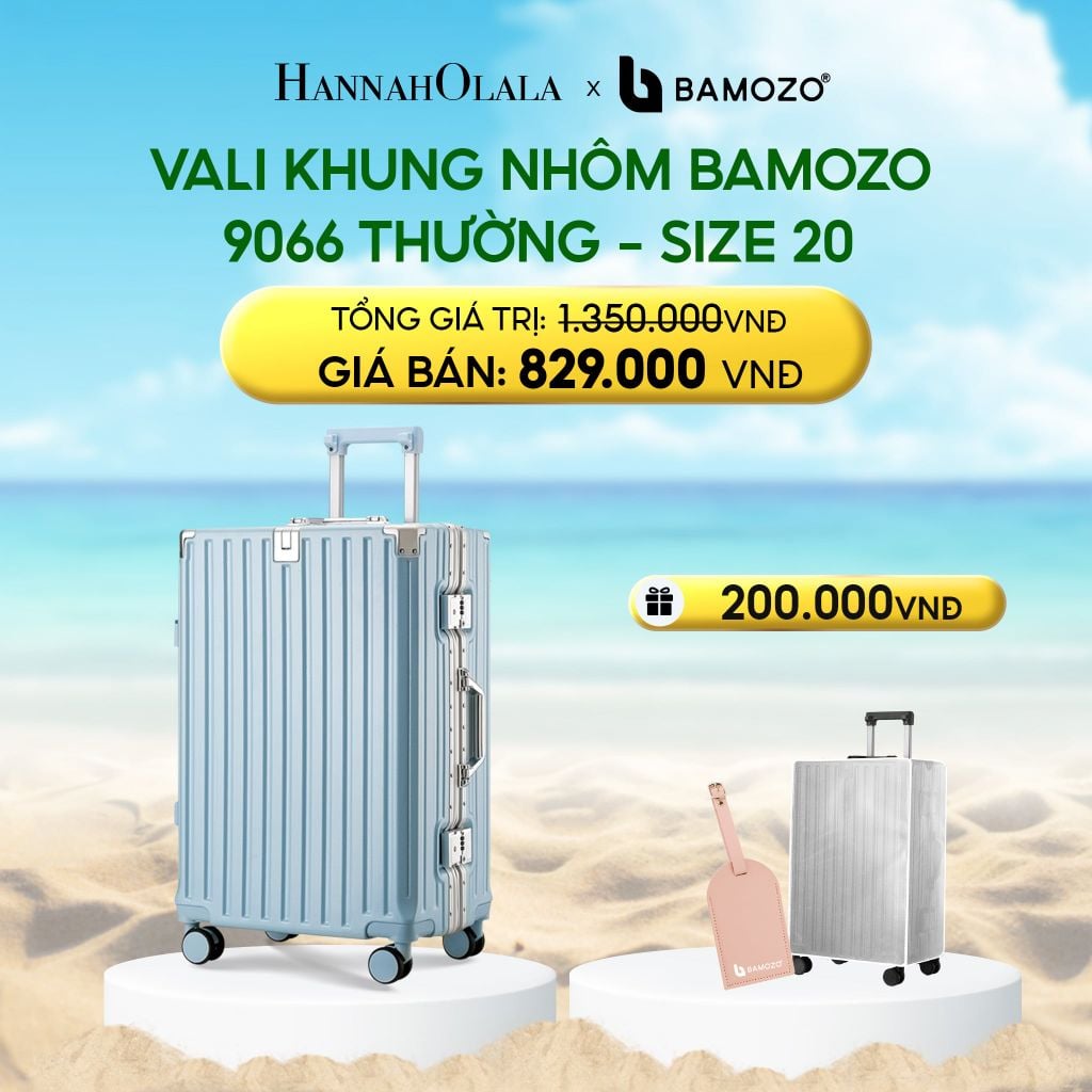  DEAL 3: VALI BAMOZO KHUNG NHÔM 9066 BẢN THƯỜNG (TẶNG BỌC VALI TRONG SUỐT + TAG HÀNH LÝ DA) 