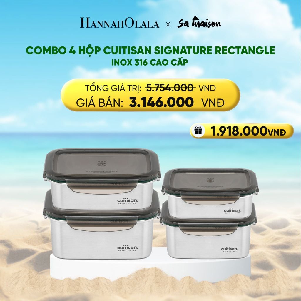  DEAL 3: HỘP INOX CAO CẤP CUITISAN SIGNATURE RECTANGLE INOX 316 