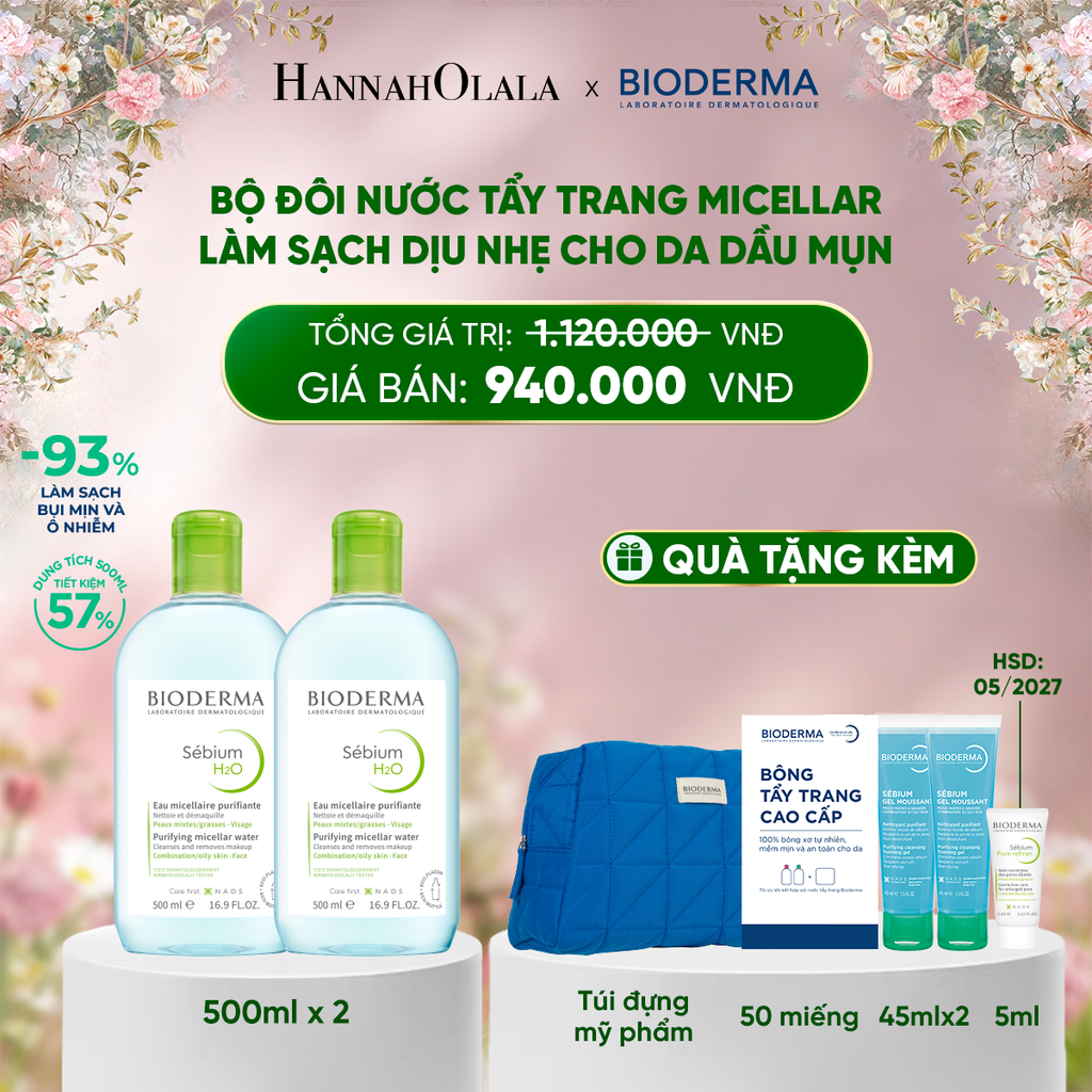  DEAL 5: BỘ ĐÔI NƯỚC TẨY TRANG CÔNG NGHỆ MICELLAR LÀM SẠCH CHO DA DẦU,MỤN 