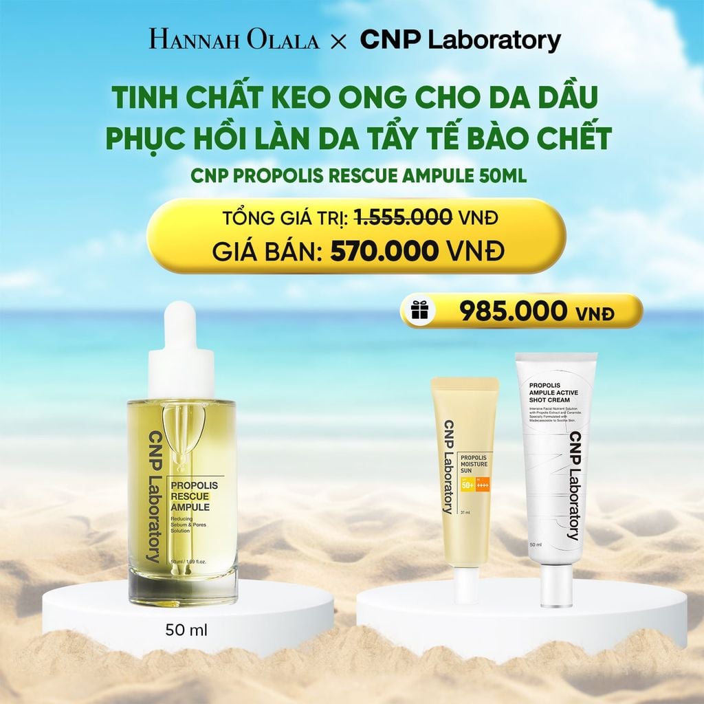  TINH CHẤT KEO ONG CHO DA DẦU PHỤC HỒI LÀN DA TẨY TẾ BÀO CHẾT CNP PROPOLIS RESCUE AMPULE 50ML 