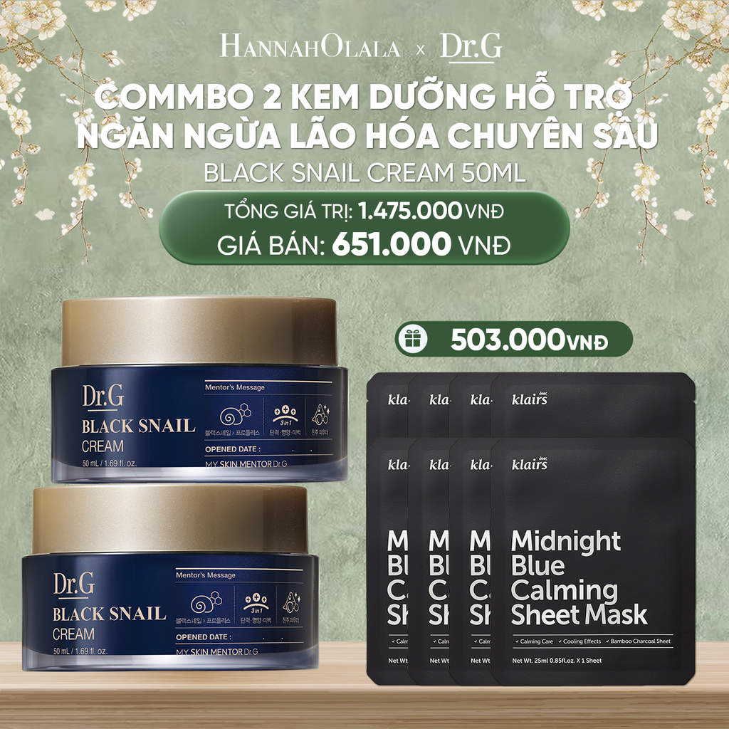  DEAL 5: COMBO 02 KEM DƯỠNG NGĂN NGỪA LÃO HÓA DA DR.G BLACK SNAIL CREAM 50ML 