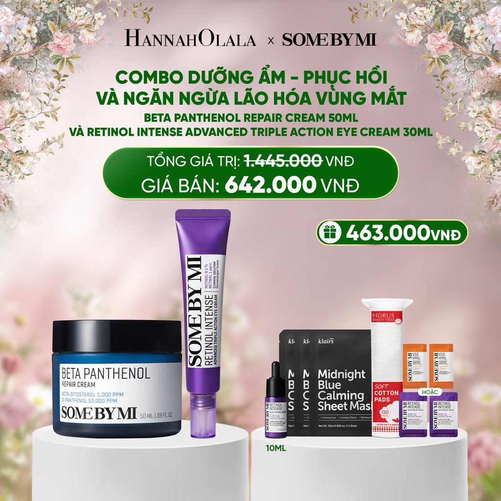  DEAL 5: COMBO DƯỠNG ẨM - PHỤC HỒI - NGĂN NGỪA LÃO HÓA VÙNG MẮT (KEM DƯỠNG + KEM MẮT RETINOL) 