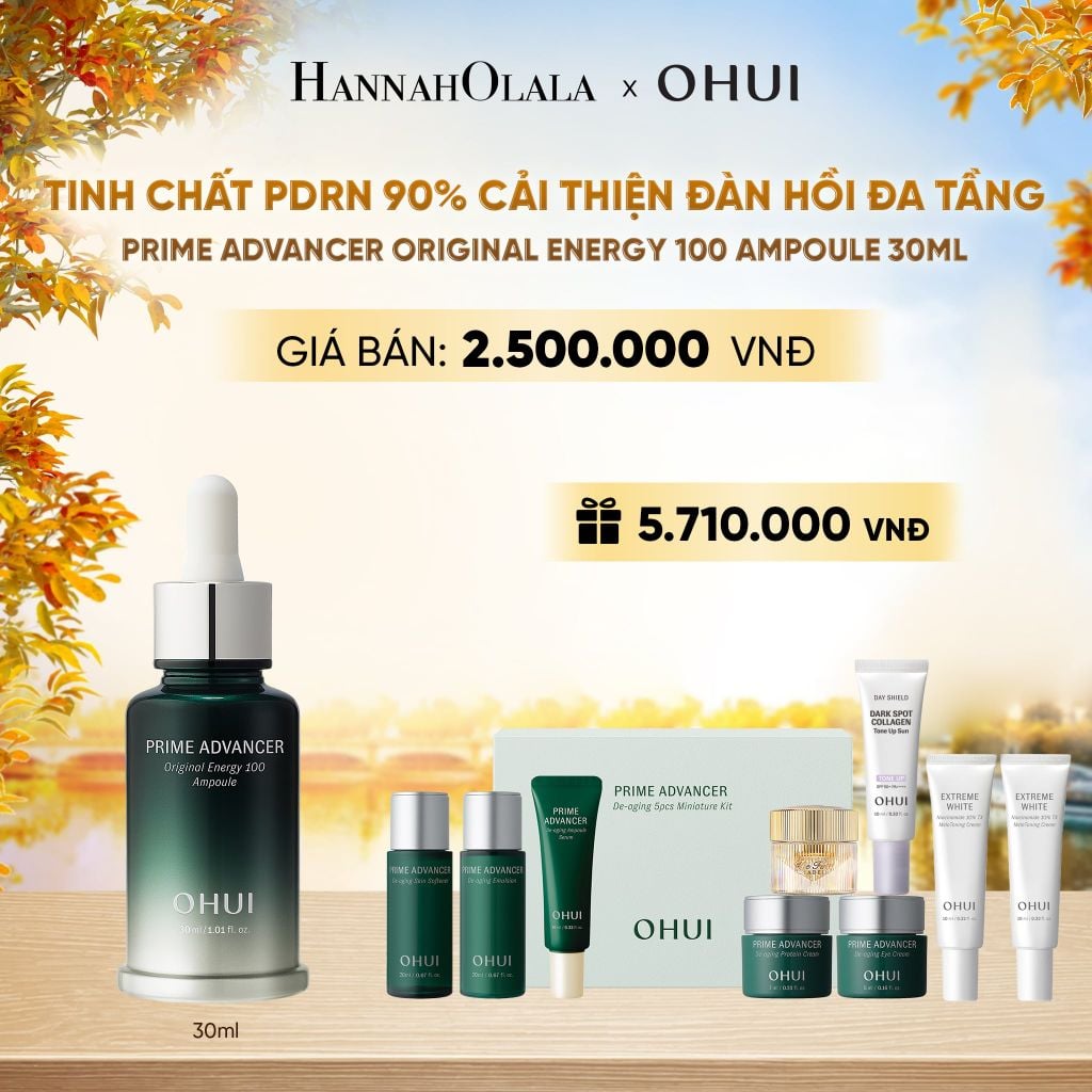  TINH CHẤT PDRN 90% CẢI THIỆN ĐÀN HỒI ĐA TẦNG OHUI PRIME ADVANCER ORIGINAL ENERGY 100 AMPOULE 30ML - E2170 