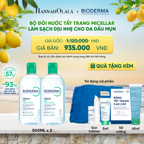  BỘ ĐÔI NƯỚC TẨY TRANG CÔNG NGHỆ MICELLAR LÀM SẠCH CHO DA DẦU,MỤN 