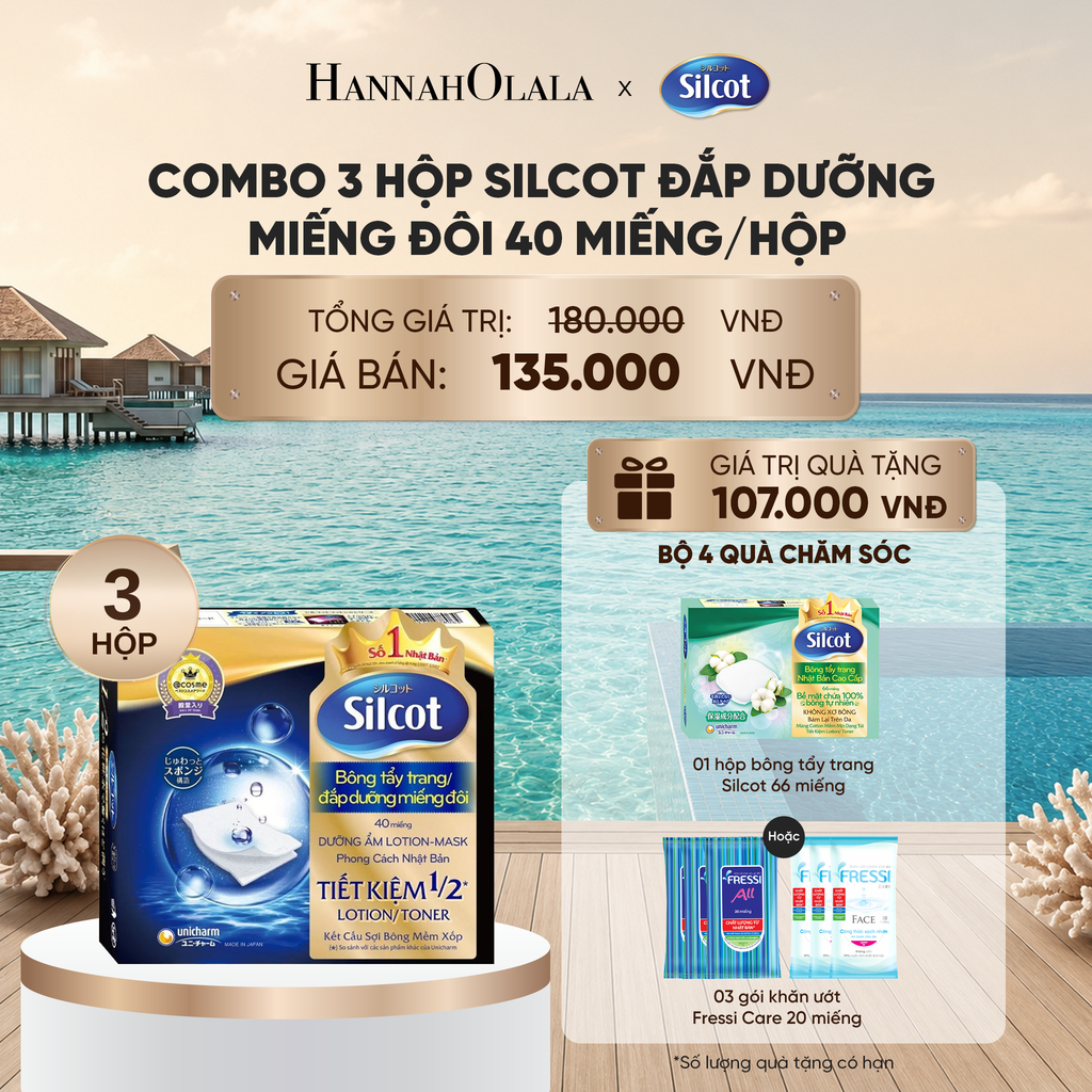  COMBO 3 HỘP BÔNG TẨY TRANG SILCOT ĐẮP DƯỠNG MIẾNG ĐÔI 40 MIẾNG/HỘP_ D922 