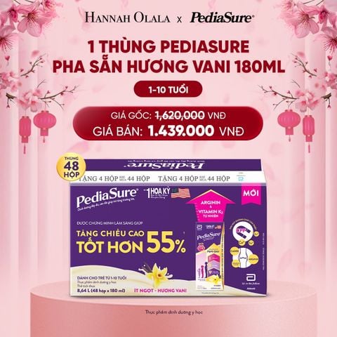  DEAL 5: 1 THÙNG PEDIASURE PHA SẴN HƯƠNG VANI 180ML 