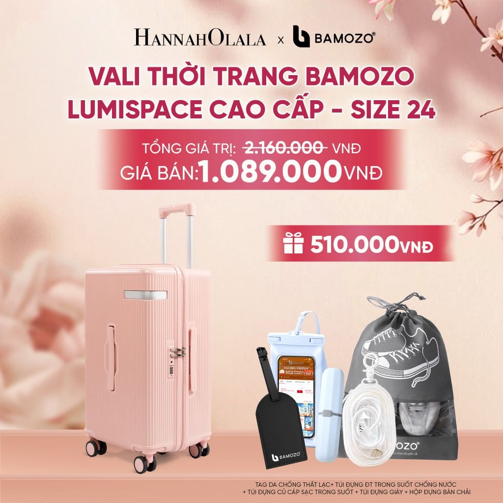  VALI BAMOZO LUMISPACE CAO CẤP (TẶNG TAG VALI DA + TÚI ĐỰNG ĐT CHỐNG NƯỚC + TÚI ĐỰNG CÁP SẠC + TÚI ĐỰNG GIÀY + HỘP ĐỰNG BÀN CHẢI) - A1574 