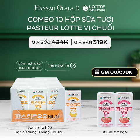  DEAL 5: SỮA TƯƠI PASTEUR VỊ CHUỐI HẠNG 1A LOTTE 10 HỘP (190ml/hộp) 