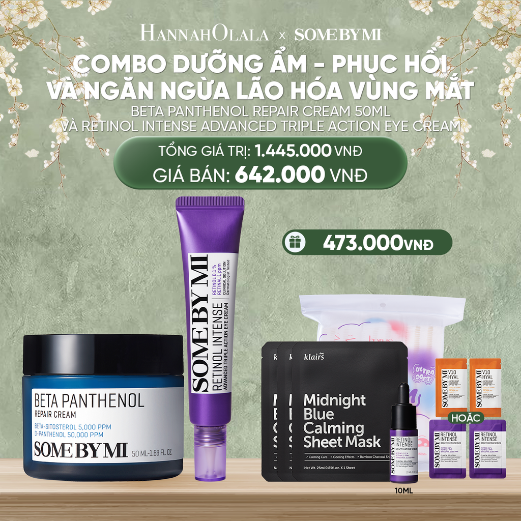 DEAL 5: COMBO DƯỠNG ẨM - PHỤC HỒI - NGĂN NGỪA LÃO HÓA VÙNG MẮT (KEM DƯỠNG + KEM MẮT RETINOL) 