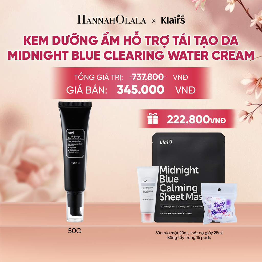  DEAR, KLAIRS KEM DƯỠNG DA MIDNIGHT BLUE CLEARING WATER CREAM 50G - A322 