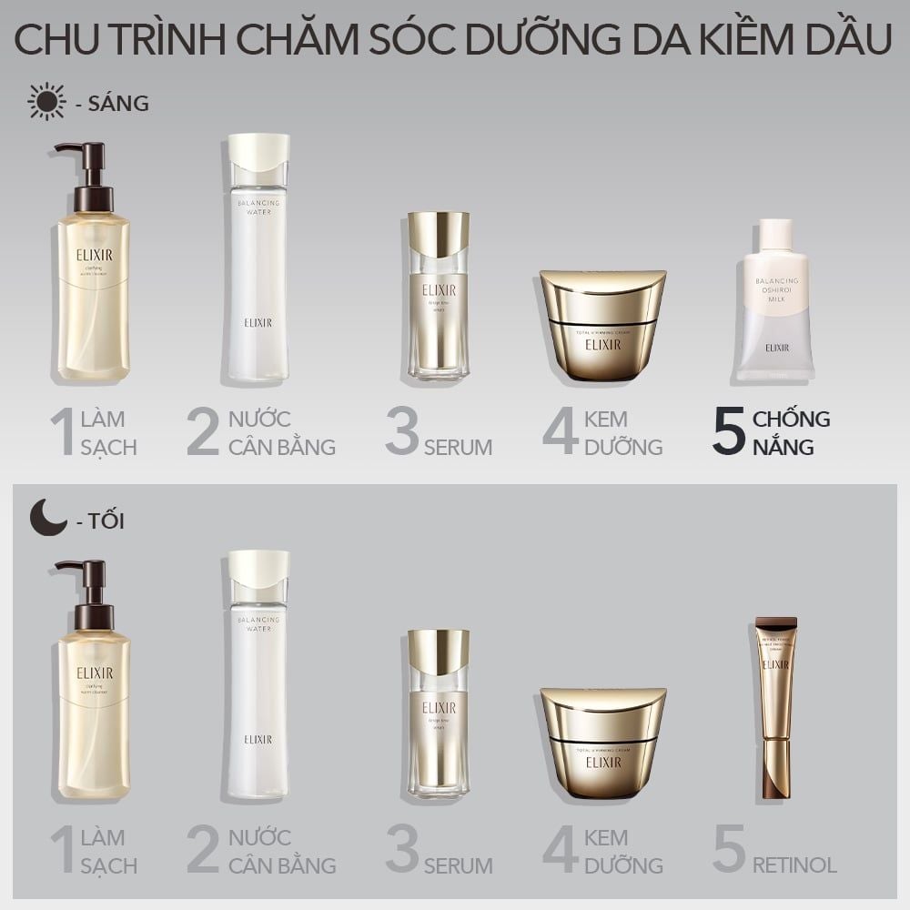  DEAL 16: SỮA CHỐNG NẮNG DƯỠNG DA NÂNG TÔNG KIỀM DẦU ELIXIR REFLET BALANCING OSHIROI MILK C 35G 