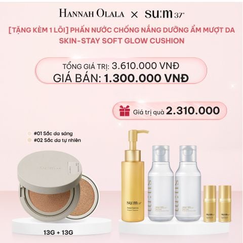  E220_DEAL 23: [TẶNG KÈM 1 LÕI] PHẤN NƯỚC CHỐNG NẮNG DƯỠNG ẨM MƯỢT DA SUM37 SKIN-STAY SOFT GLOW CUSHION 01/02 