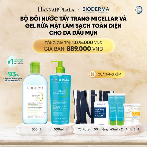  DEAL 6: BỘ ĐÔI NƯỚC TẨY TRANG MICELLAR VÀ GEL RỬA MẶT LÀM SẠCH TOÀN DIỆN CHO DA DẦU,MỤN 