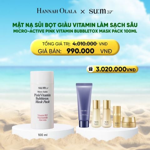  DEAL 30: MẶT NẠ SỦI BỌT GIÀU VITAMIN LÀM SẠCH SÂU SU:M37 MICRO-ACTIVE PINK VITAMIN BUBBLETOX MASK PACK 100ML 