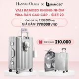  E4_DEAL 1: VALI BAMOZO KHUNG NHÔM 9066 BẢN CAO CẤP (TẶNG BỌC VALI CC TRONG SUỐT + TÚI ĐỰNG GIÀY) 