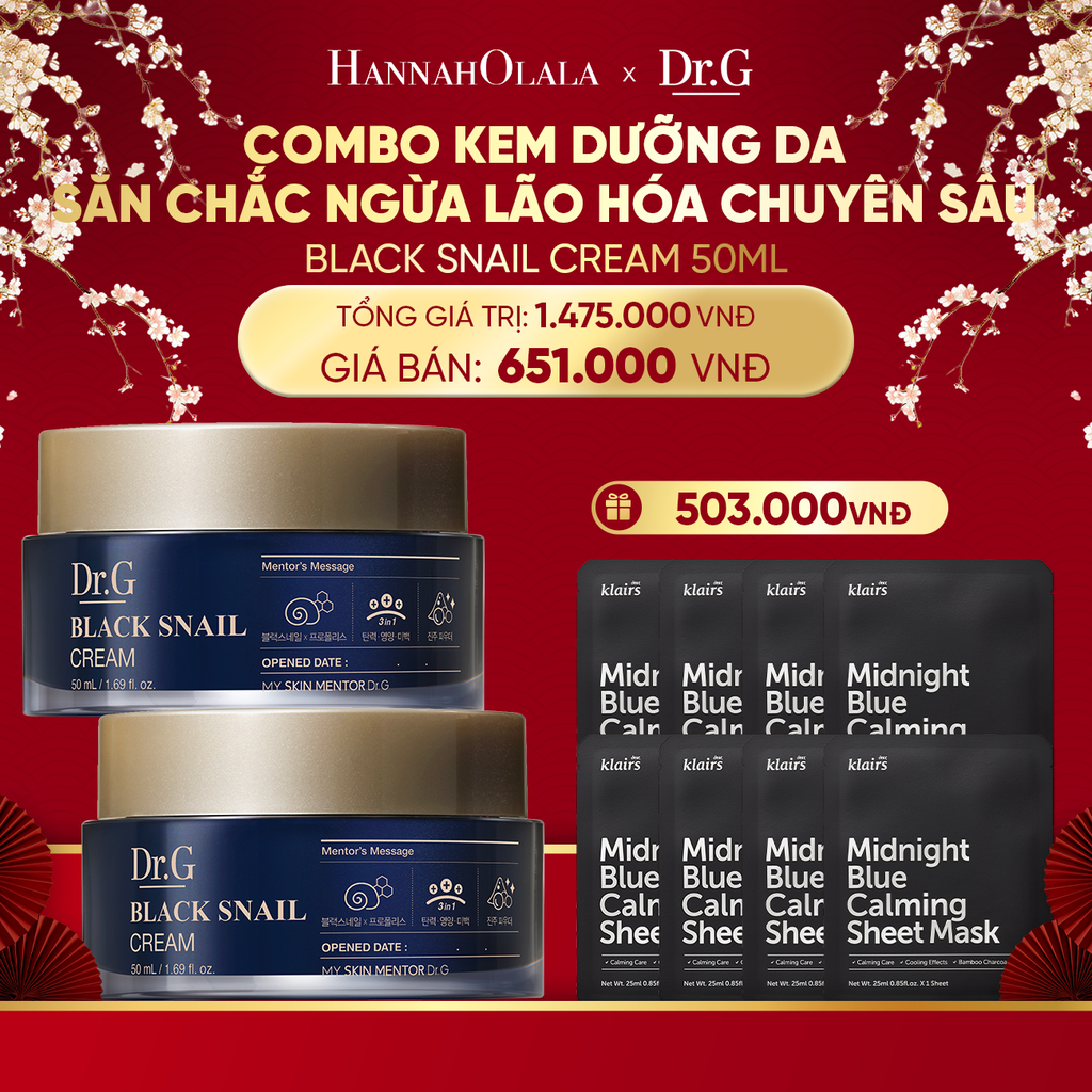  DEAL 5: COMBO 02 KEM DƯỠNG NGĂN NGỪA LÃO HÓA DA DR.G BLACK SNAIL CREAM 50ML 