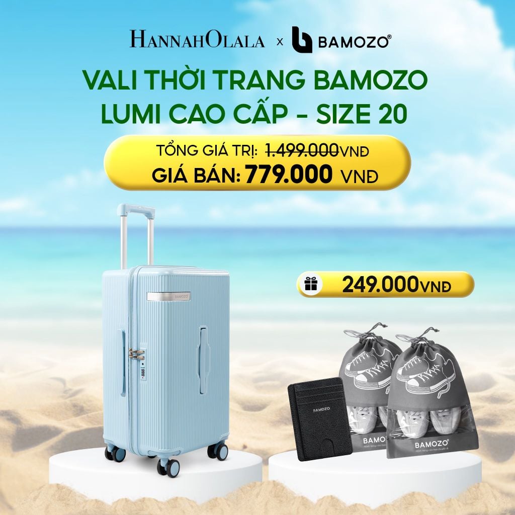  DEAL 1: VALI BAMOZO LUMISPACE CAO CẤP (TẶNG VÍ THẺ DA CARD HOLDER BAMOZO, 2 TÚI ĐỰNG GIÀY XÁM) 