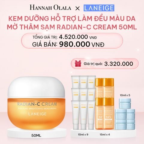  E268_DEAL 5: KEM DƯỠNG GIÚP HỖ TRỢ LÀM ĐỀU MÀU DA MỜ THÂM SẠM KEM DƯỠNG TRẮNG DA LÀM MỜ ĐỐM NÂU LANEIGE RADIAN-C CREAM 50ML 