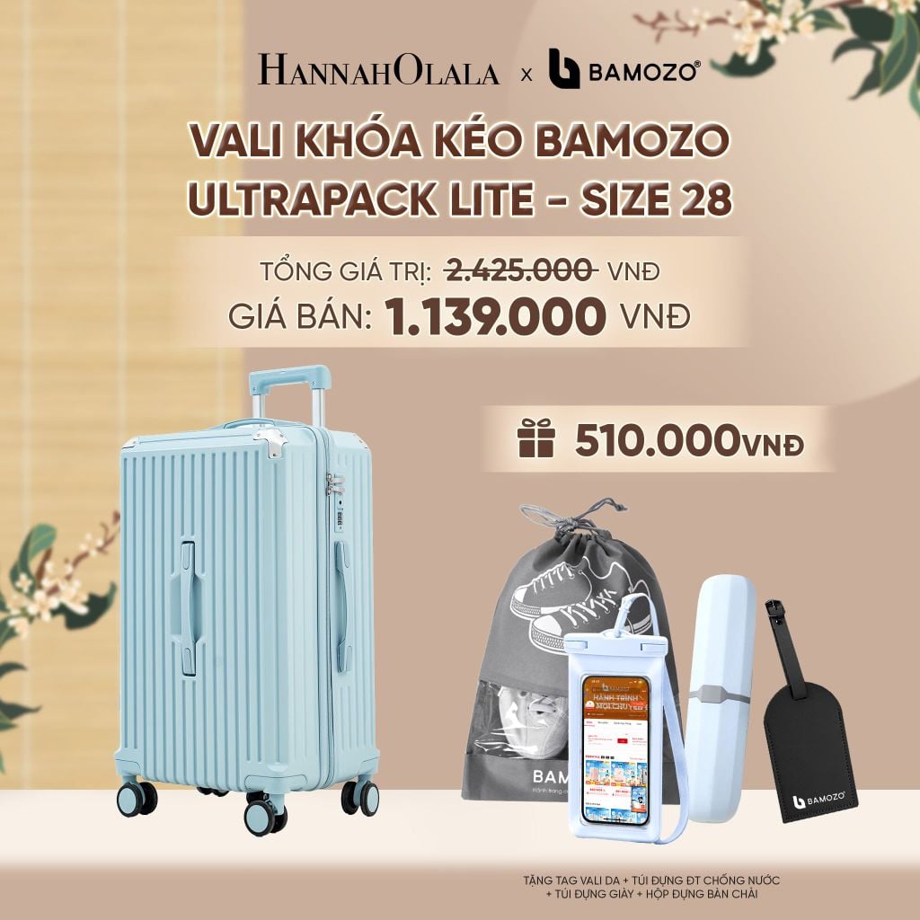  VALI BAMOZO ULTRAPACK LITE CAO CẤP BẢN KHÓA KÉO ( (TẶNG TAG VALI DA + TÚI ĐỰNG ĐT CHỐNG NƯỚC + TÚI ĐỰNG GIÀY + HỘP ĐỰNG BÀN CHẢI) - A2469 