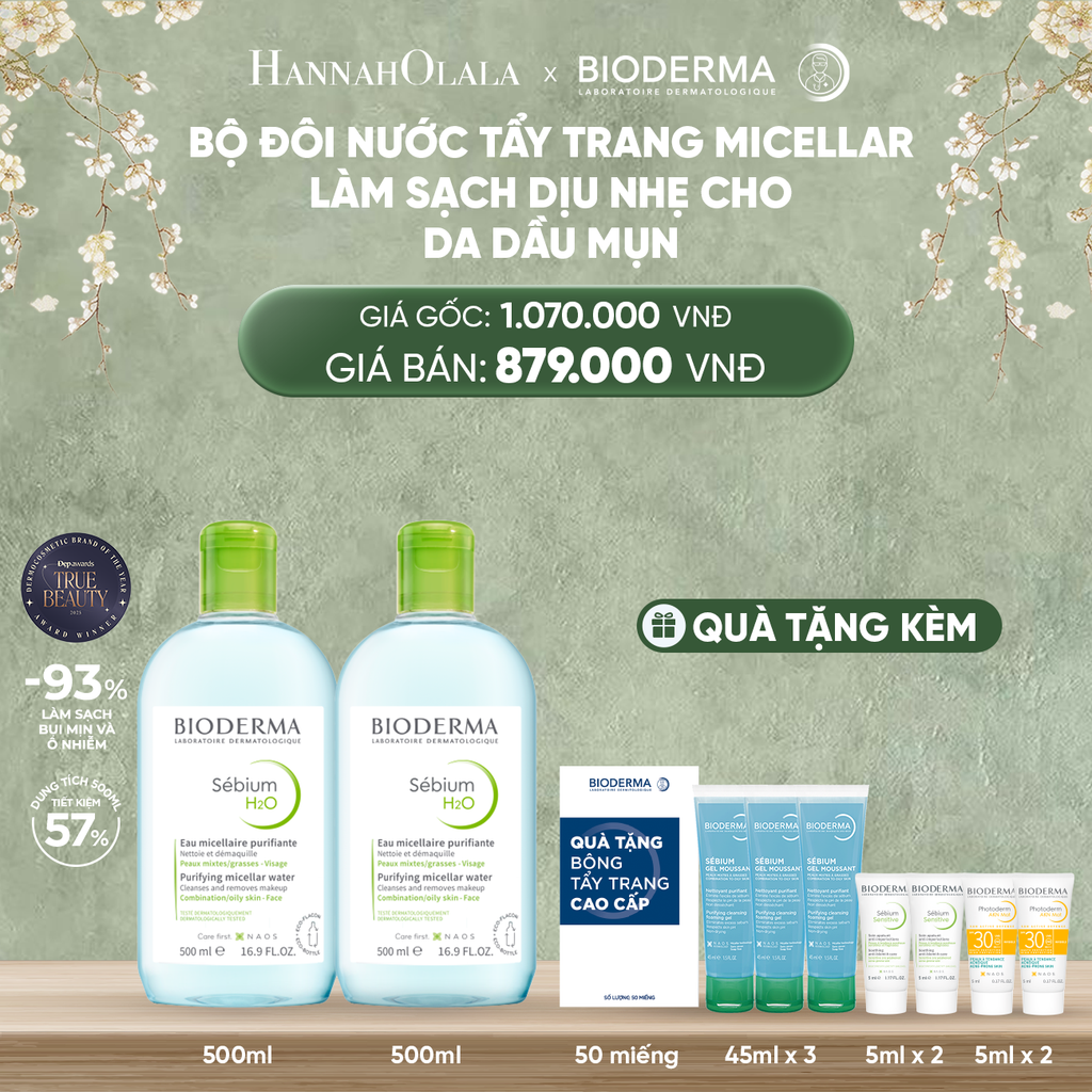  D764_DEAL 5: BỘ ĐÔI NƯỚC TẨY TRANG CÔNG NGHỆ MICELLAR LÀM SẠCH CHO DA DẦU,MỤN 