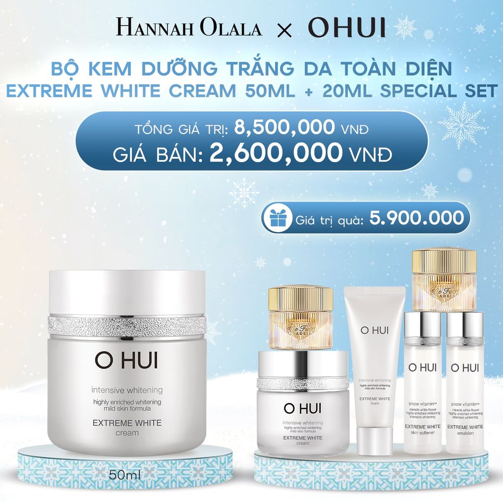  DEAL 5: BỘ KEM DƯỠNG TRẮNG DA TOÀN DIỆN OHUI EXTREME WHITE CREAM 50ML + 20ML SPECIAL SET 