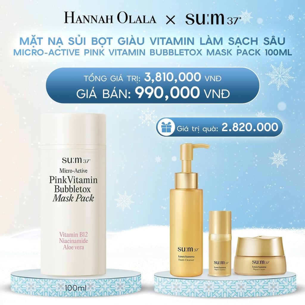  DEAL 5: MẶT NẠ SỦI BỌT GIÀU VITAMIN LÀM SẠCH SÂU SU:M37 MICRO-ACTIVE PINK VITAMIN BUBBLETOX MASK PACK 100ML 