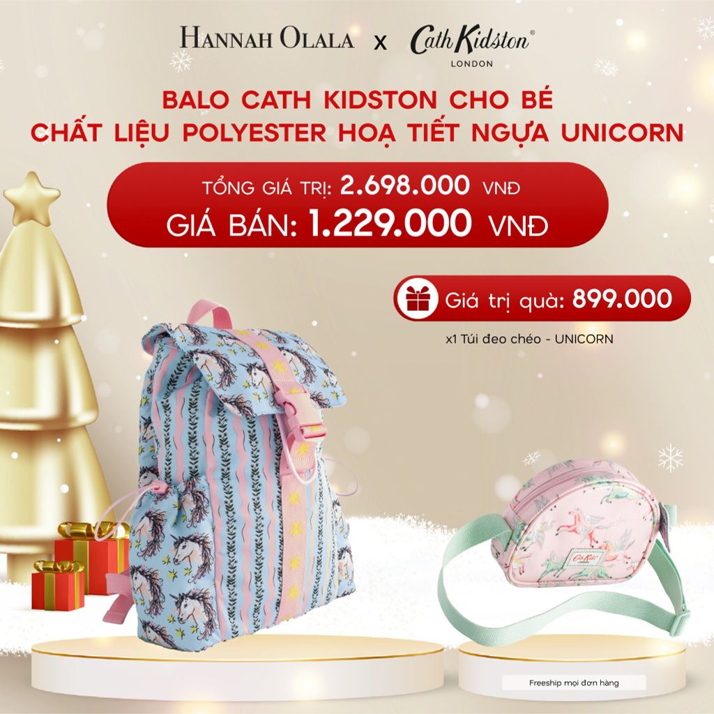  A454_DEAL 5: BALO CATH KIDSTON CHO BÉ CHẤT LIỆU POLYESTER HOẠ TIẾT NGỰA UNICORN 