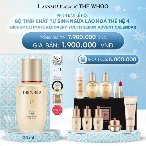  DEAL 5: PHIÊN BẢN LỄ HỘI - BỘ TINH CHẤT TỰ SINH NGỪA LÃO HOÁ THẾ HỆ 4 THE WHOO BICHUP ULTIMATE RECOVERY YOUTH SERUM ADVENT CALENDAR 
