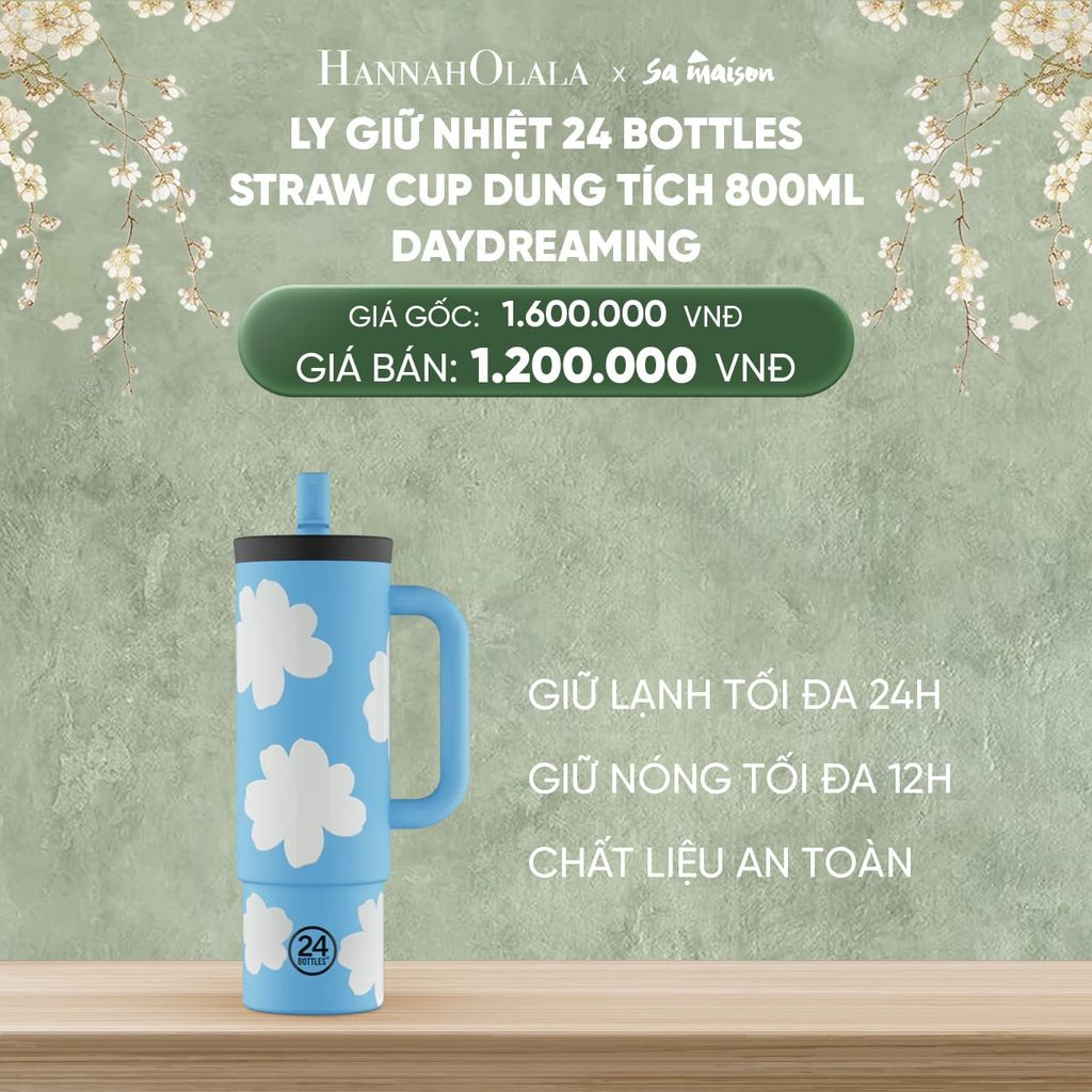  DEAL 2: LY GIỮ NHIỆT 24 BOTTLES STRAW CUP DUNG TÍCH 800ML HỌA TIẾT 