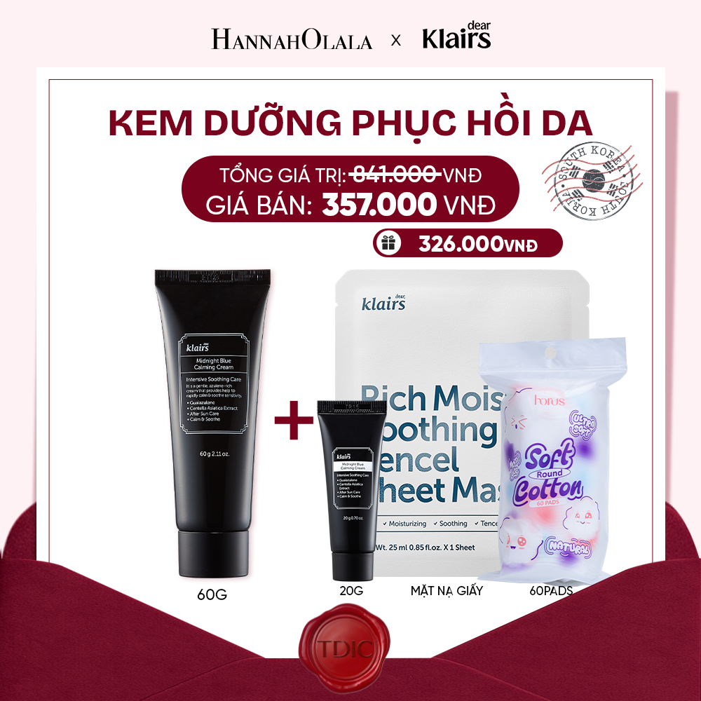  DEAR, KLAIRS KEM DƯỠNG MIDNIGHT BLUE CALMING CREAM 60ML_M82 