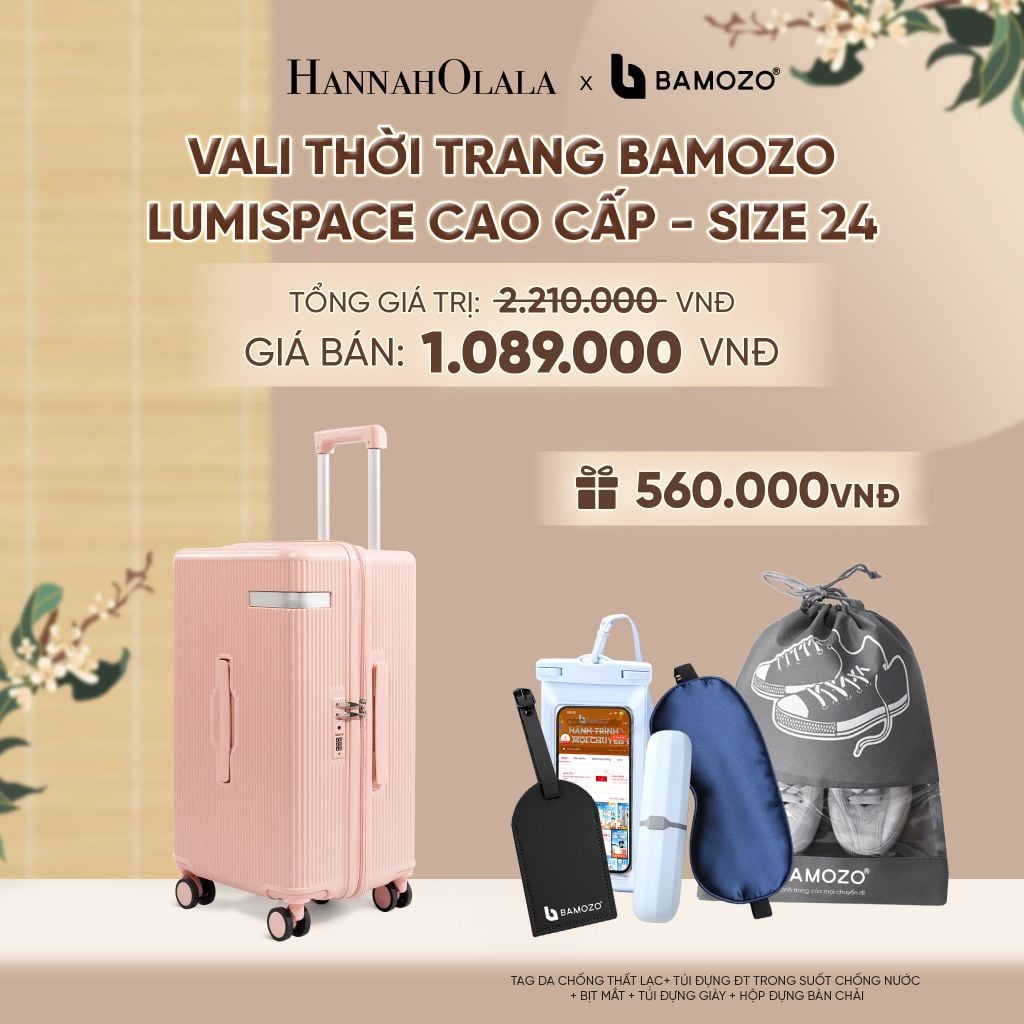  VALI BAMOZO LUMISPACE CAO CẤP (TẶNG TAG VALI DA + TÚI ĐỰNG ĐT CHỐNG NƯỚC + TÚI ĐỰNG GIÀY + HỘP ĐỰNG BÀN CHẢI + BỊT MẮT) - A2451 