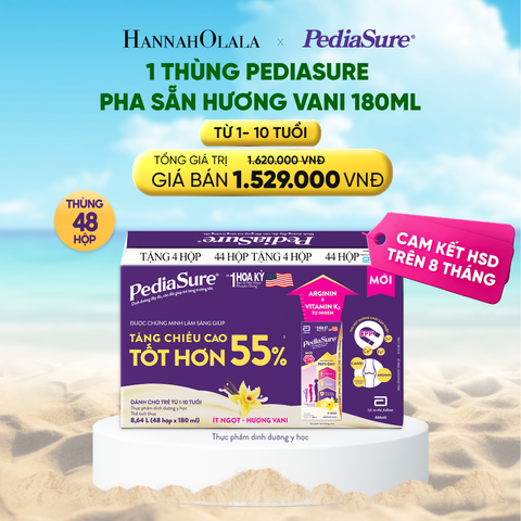  DEAL_5: 1 THÙNG PEDIASURE PHA SẴN HƯƠNG VANI 180ML 